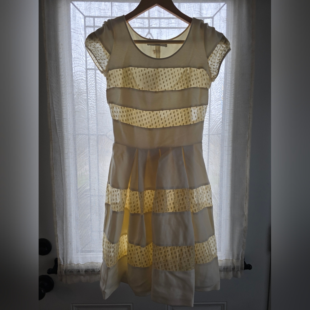 Blumarine Chic Cream and White Striped Dress